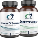 건강 비타민 D Supreme + Digestzymes 소화 효소 번들을 위한 디자인 - 2000mcg 비타민 + 소화 지원 효소를 가진 비타민 D3 5000 IU Betaine HCl - 2 제품