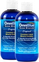 OmniBlue Ocean Minerals - 70 + Trace Minerals & Liquid Magnesium - 칼륨, 염화물 - 낮은 나트륨 - 수면, 소화, 정기적 인, 하이드로 션 및 전자 균형을위한 자연 지원 (2-Pack 8oz)