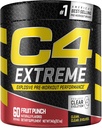 C4 극단적인 전 운동 분말 과일 펀치 | 남자를 위한 전 운동 에너지 보충교재 | 200mg 카페인 + beta Alanine + 크레아틴 | 60 서빙