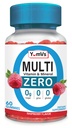 YUM-V'S Multivitamin Zero Gummies by YumVs | 여성 및 남성용 설탕 무료 비타민 보충 | Chromium, Thiamine 및 마그네슘 | 천연 라즈베리 맛 체블 - 60 개