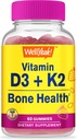 WellYeah 비타민 D3 + K2 Gummies - 비타민 D3 1000 IU, K2 100 MCG - 뼈와 근육 건강 지원, 자연 풍미, GMO 무료, 글루텐 무료, Vegan - K2 D3 비타민 보충 60 Gummies