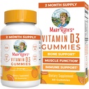 MaryRuth Organics Vitamin D3 Gummies | 2 개월 공급 | 성인 및 어린이 비타민 D Gummy | 면역 지원 보충교재 | VIT D3 1000IU for Bone Health&Muscle Function | Vegan | 비 GMO | 글루텐 프리 | 60