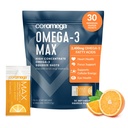 Coromega MAX 2400mg Omega-3 물고기 기름 + 비타민 D Squeeze 소포, 야생 잡음, 물고기 맛 없음 - Softgels 보다는 3X 더 나은 흡수, 지원 뇌 & 심장 건강 (30의 서빙, 감귤 류)