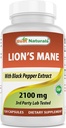 최고의 Naturals Lions Mane 버섯 보충 2100mg - 120 캡슐 - 지원 Mental Clarity, Focus & Immune 건강 - 최대 흡수를위한 Black Pepper 추가