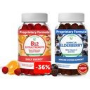 Lunakai 비타민 B12와 Elderberry Gummies 번들 - 성인 에너지 지원과 뼈 건강을 위해 3000 mcg 거미 - 아연과 비타민 C를 가진 면역 지원 보충교재