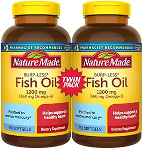 물고기 기름 Burp-Less, 1200mg, 360mg Omega 3, 150ct