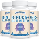 All-In-One Detox Binder Supplement 1500 MG - 높은 생체 이용성, 활성탄, Zeolite & Bentonite Clay, Toxins, Liver, Digestive, 270 Vegan 캡슐과 함께 간결