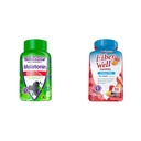 Vitafusion Extra Strength Melatonin Gummy Vitamins, 5mg, 120ct Gummies & Fiber Well Sugar Free Fiber Supplement, Peach, Strawberry 및 BlackBerry flavored Supplements, 90 카운트