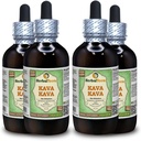Kava Kava (Piper Methysticum) Glycerite, 말린 뿌리 알콜 자유로운 액체 추출물 (브랜드 이름: HerbalTerra, 미국에서 Proudly 만든) 4x4 fl.oz (4x120 ml)