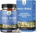 Lactose Intolerance 약 90 일 공급 - 빠른 행동 낙농장 소화 효소 - 소화를 위한 낙농장 기복 알약, 부유물, 가스 및 탄 단백질 - 락토스 Intolerance를 위한 소화 보충교재
