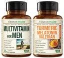 Mens Multivitamins + Turmeric Melatonin Valerian 번들은 합동 지원과 불편 구호, 면역력 & 염증 응답을 위해