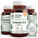 Natural Nutra Supreme Vitamin D3 400 IU Softgels, Boost Immune, 지원 Lungs 건강, 선샤인 비타민, 도움 개선 심장 혈관 건강, 뼈와 치아 힘, 글루텐 - 무료, 100 Softgels