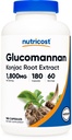 Nutricost Glucomannan 1,800mg, 180 캡슐 - 천연 섬유 소스, 비 GMO, 글루텐 무료