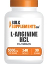 BulkSupplements.com L-Arginine HCl 캡슐 - 니트로 산화물 보충, 아르기닌 보충 - 글루텐 무료, 서빙 당 8 캡슐 (5000mg), 240 개 (팩 1)