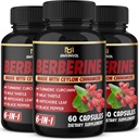 (3 팩) Berberine 보충 플러스 Ceylon 계피, 우유 이틀, 심황, Artichoke 잎, 검정 Peppe - 6 개월 공급 - 180 캡슐 총