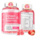 여자 남자를 위한 2 팩 설탕 자유로운 교원질 Gummies, 다 교원질 펩티드 Gummies 유형 I II III V X Biotin 비타민 A B C D E 머리 피부 못, 딸기 풍미, 120 조사