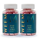 WEEM 머리 피부와 손톱 Gummies - 건강한 모발 지원 - 여성 및 남성을위한 Vegan Biotin 비타민은 더 빠른 머리 성장, 더 강한 손톱, 건강한 피부, 추가 강도 (2)를 지원합니다.