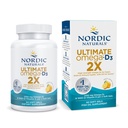 북유럽 자연 궁극적 오메가 2X 비타민 D3, 레몬 맛 - 60 소프트 젤 - 2150 mg 오메가 3 + 1000 IU D3 - EPA & DHA - 두뇌, 심장, & 면역 건강 - 30 서빙