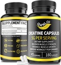 Micronized 크레아틴 Monohydrate 캡슐, 봉사 당 5,000 mg, 근육 성장을 위한 Beneficial, 에너지 부스트, 남성 & 여성, 비 GMO, 글루텐 자유로운, 180의 캡슐을 위해 적당한 크레아틴 알약