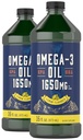 Carlyle Omega 3 물고기 기름 액체 | 1650mg | 32 fl oz (2 x 16oz 병) | 레몬 맛 | 비 GMO & 글루텐 무료 보충