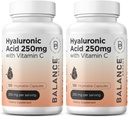 순수한 Hyaluronic 산 보충교재 비타민 C 50mg를 가진 250mg, 120 Vegan 캡슐 - 자연 놀, 머리, 못, 뼈 & 합동 건강 공식을 위한 피부 Hydration