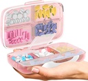 Travel Pill 주최자 - 라벨 비타민 용기가있는 휴대용 약국 상자를 여행하기위한 완벽한 의학 사례 8 Compartment Supplement Medication Holder 대형 용량 매일 (핑크)