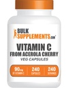 BulkSupplements.com 비타민 C Acerola 체리 캡슐 - Acerola 체리 비타민 C 보충 - 글루텐 무료, 서빙 당 1 캡슐, 240 Veg 캡슐 (팩 1)