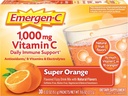매일 면역 지원 카페인 자유로운 비타민 C를 위한 Emergen-C 1000mg 비타민 C 분말 아연과 망간, 최고 주황색 풍미 - 30 조사