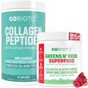 GOBIOTIX Super Greens & Collagen 번들 - 유기 Spirulina & Hair-Skin-Nails 지원과 활력 부스트 - 각 30 개 봉사