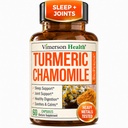 잠을 위한 심황 보충교재 & Chamomile 캡슐 - Chamomile 꽃 추출물 (Manzanilla)를 가진 유기 심황 잠 보충교재 - Relaxation & 긴장 지원 - 합동 & 소화 건강. 60의 캡슐