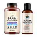 AMANDEAN 프리미엄 두뇌 건강 보충교재 & Liposomal 글루타티온 뭉치. 마그네슘 L-Threonate, USA-Grown Organic Lion 's Mane 6 : 1 추출물 및 Alpha-GPC가있는 트리플 포뮬러. Cognition, Focus 및 지원