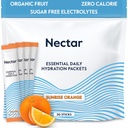 Nectar Hydration Packets - Electrolytes Powder Packets - Sugar 또는 Calories - 유기 과일 액체 매일 IV Dehydration 구호와 급속한 Rehydration (오렌지 30 팩)를 위한 전해질 분말