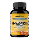 SANDHUHERBALS Sandhu Herbals Ashwagandha Supplement | 60 Organic 4 in 1 Capsules, 1 Month Supply | 아연, 블랙퍼 및 Holy Basil Extract | 지원 면역력 | 비 GMO