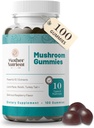 버섯 보충교재 Gummies- 순수한 추출물 다 버섯 보충교재 Chaga, Reishi, Cordyceps & Lion's Mane - 50 일 공급 Chewable Gummies (100 PC)