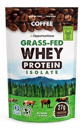 Opportuniteas Coffee Whey Protein Powder - 낮은 Carb & Keto 친화적 인 - 잔디 Fed Whey Isolate + Colombian Coffee - 에너지를위한 60 mg 카페인 - 사전 또는 포스트 운동 음료 혼합, 라테, 샤크 및 스무디 1lb