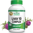 Botanic Choice Liver 10 Complex - 프리미엄 간 건강 지원 및 웰빙 보충 - 우유 이틀 추출물, Lecithin 및 Curcumin C3-60 알약과 천연 초본 혼합