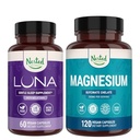 Nested Naturals Luna Sleep Aid & Magnesium Glycinate 킬레이트 수면, 휴식 및 복구 (180 캡슐)
