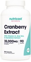 여성용 Nutricost Cranberry Extract (35,000mg Equivalent),180 캡슐 - 비타민 C, Uva Ursi & Dandelion Root Extract - 비 GMO & 글루텐 무료 건강 보충