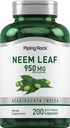 Piping Rock Neem 리프 캡슐 | 950mg | 200 파우더 알약 | 허브 추출물 보충 | Azadirachta Indica | Non-GMO, 글루텐 무료