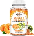 오메가 3 구미, 오메가 3 생선 기름은 EPA & DHA, CoQ10, Folate, 비타민 A, D3, E, 지원 뇌, 합동, 심장, 눈 및 면역 체계 기능 주황색 풍미, 60 구미를 가진 대안을 보충합니다
