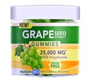 포도씨 추출물 Gummies | 포도씨 기름 25,000 mg 50x 고유 | >95% 폴리페놀 | 미국에 있는 #1 포도씨 Gummies | 설탕 자유로운 채식주의자 | 포도 풍미 60 ct