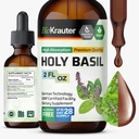 BIO KRAUTER Holy Basil Tincture - Tulsi Powder Liquid Extract - Calmness 및 Relaxation 지원 - Ursolic Acid Supplement - 알코올 및 설탕 무료 - Vegan Drops 2 Fl.Oz.