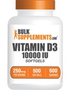 BulkSupplements.com 비타민 D3 10000IU Softgels - Cholecalciferol, D3 보충, 비타민 D 10000 IU - 1 비타민 D3 Softgel (250mcg의 비타민 D) 서빙 당 - 500 일 공급, 500 Softgels