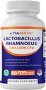 Vitamatic Lactobacillus Rhamnosus 5 Billion per DR 캡슐 (10 억 2 캡슐 당) - 60 카운트 - 고급 다이제스트 및 면역 지원 - Prebiotic Inulin Fiber로 제작