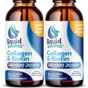 액체 콜라겐과 Biotin, 2 Fl. Oz, 여성을위한 울트라 스테르 콜라겐 보충제, 헤어 성장 여성, 손톱, & 피부 비타민 B7 콜라겐 펩타이드 - 바닐라 맛 - 2 팩