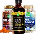 Maju Superfoods 검정씨 기름, 4에서 1 바다 Moss 캡슐 및 심황 Curcumin Ginger Gummies 뭉치