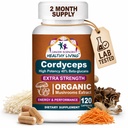 암 과학 Cordyceps 버섯 보충교재 캡슐 - 웰니스를 위한 1,500mg 유기 버섯 복잡한, 높은 힘 40% beta 포도당, 에너지 & 체력 승압기를 위한 면역 지원 보충교재, 120 조사