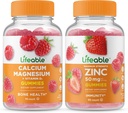 Lifeable 칼슘 마그네슘 + 아연 50mg, Gummies 번들 - 훌륭한 타스팅, 비타민 보충, 글루텐 무료, GMO 무료, Chewable