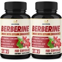 2 팩 Berberine HCl 플러스 Ceylon Cinnamon, Turmeric, 우유 Thistle, Artichoke, Black Pepper, Berberine HCI 뿌리 보충제 알약 - 면역 체계