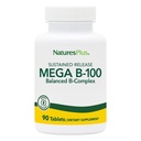 Natures Plus Mega B-100 Complex - 90 Sustained Release 채식 정제 - 에너지 및 두뇌 부스터 - 글루텐 무료 - 90 서빙